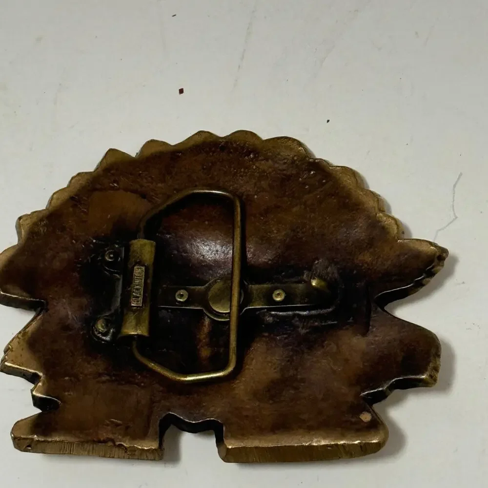 BLACKINTON Indian Head Chief Vtg Antique Art Deco Belt Buckle Gold Tone Bronze